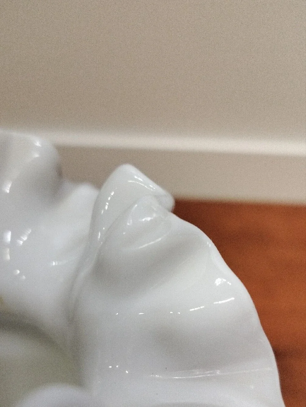Vintage White Milk Glass Hobnail Ruffled Vase 5.5